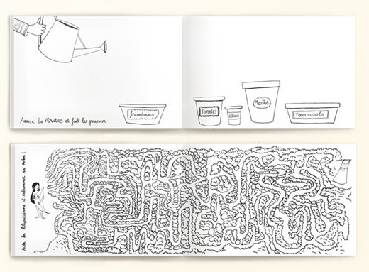 Pages pour le "Cahier zinzin", dessins et coloriages, éditions La Plume de Louise